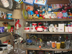 Antique glassware and lunch boxes